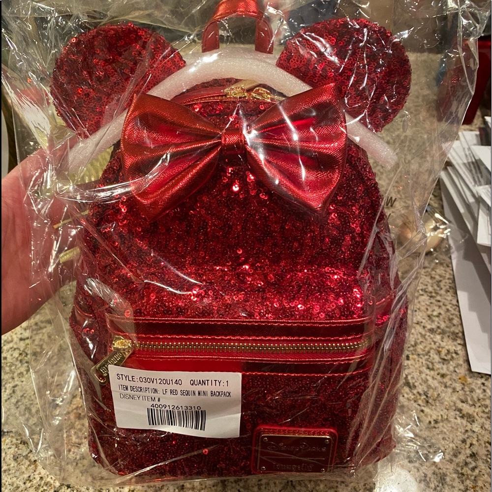NWT Disney loungefly red sequin backpack